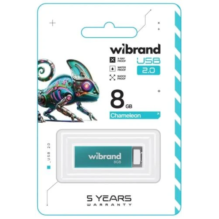 Флешка Wibrand Chameleon USB 2.0 на 8 ГБ у блакитному кольорі