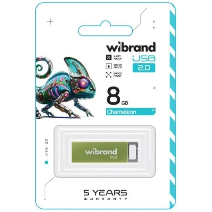 Флеш-накопичувач Wibrand Chameleon 8 ГБ USB 2.0 у зеленому корпусі