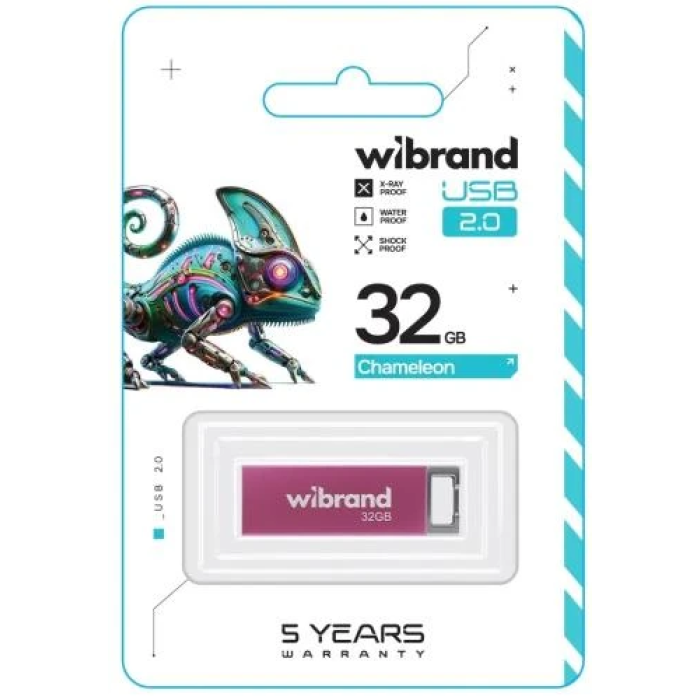 Рожева USB-флешка Wibrand Chameleon на 32 ГБ