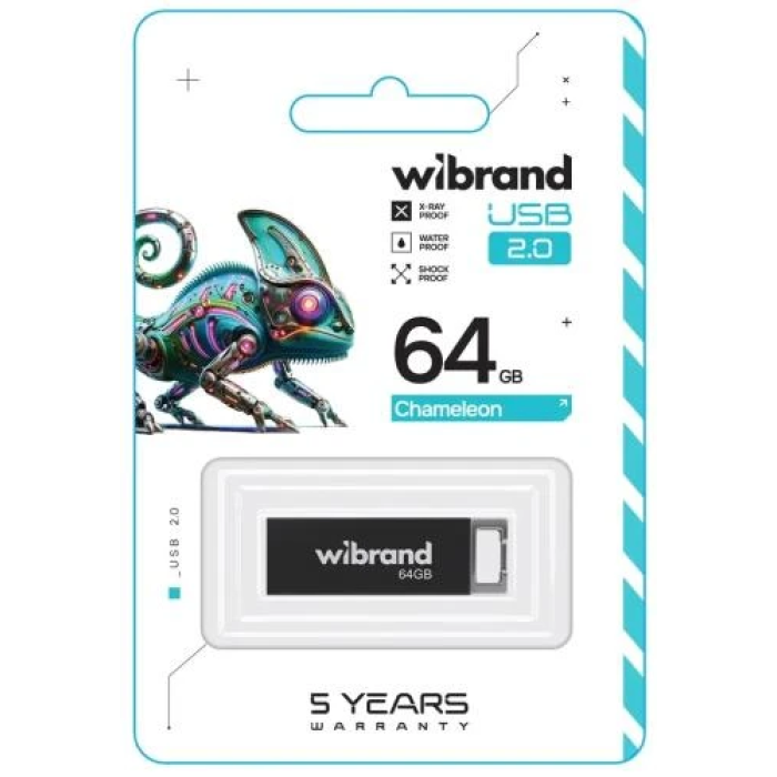 USB-флешка Wibrand Chameleon 64 ГБ у чорному металевому корпусі