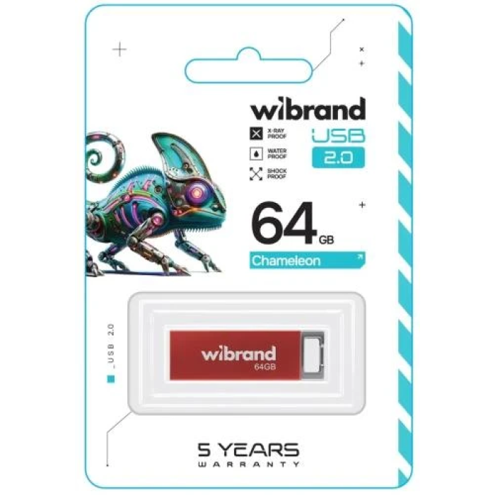 USB-флешка Wibrand Chameleon 64 ГБ — червона