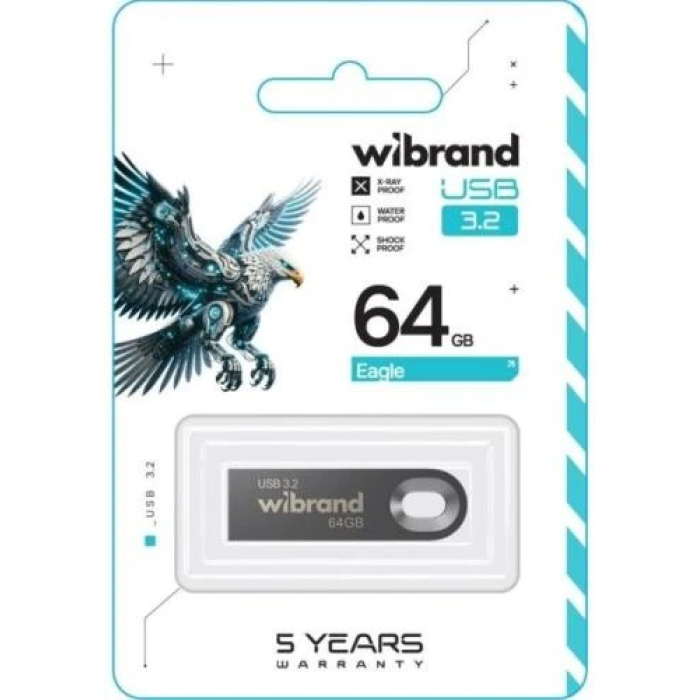 USB-флешка Wibrand Eagle 64 ГБ сіра з ударостійким корпусом