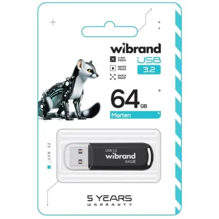 USB-флешка Wibrand Marten 64 ГБ чорного кольору