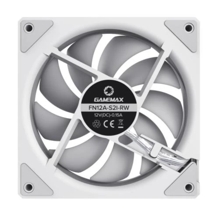 Білий корпусний вентилятор GameMax FN12A-S2I-RW ARGB, 120 мм