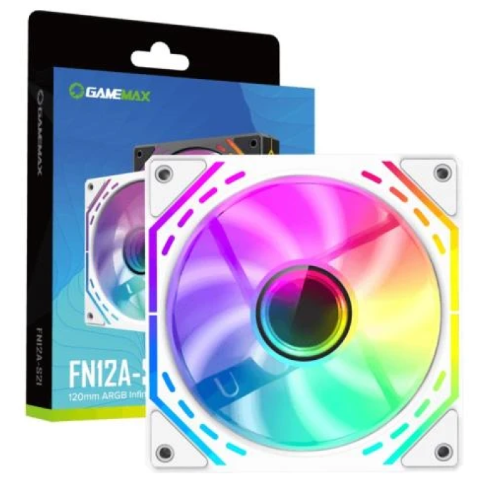 Білий корпусний вентилятор GameMax FN12A-S2I-W з ARGB