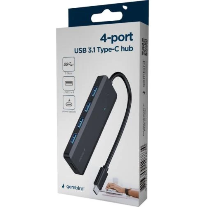 USB-хаб Gembird UHB-CM-U3P4P-01 Type-C з 4 портами USB 3.1