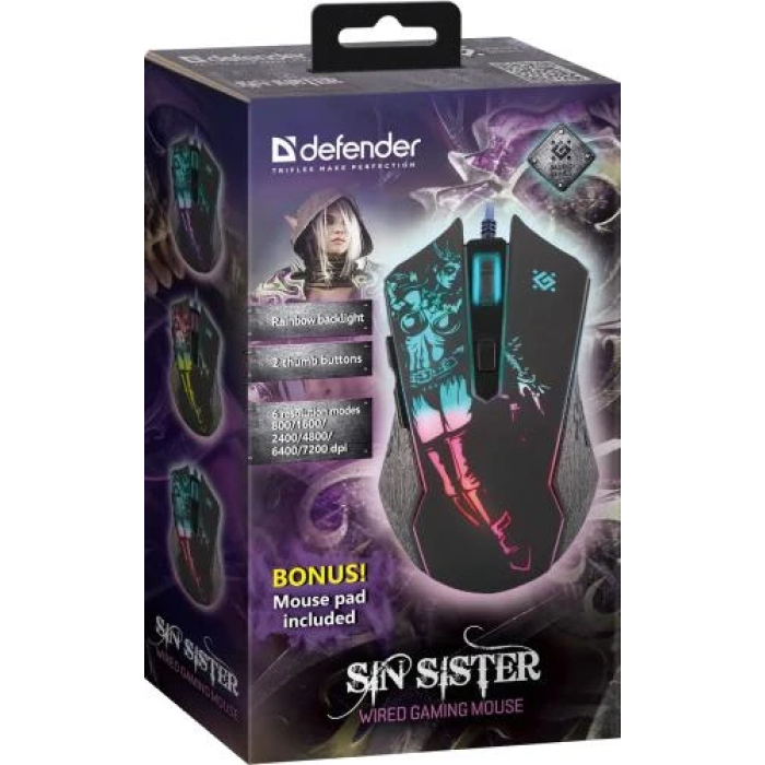 Ігрова миша Defender Sin'Sister GM-933 з підсвічуванням