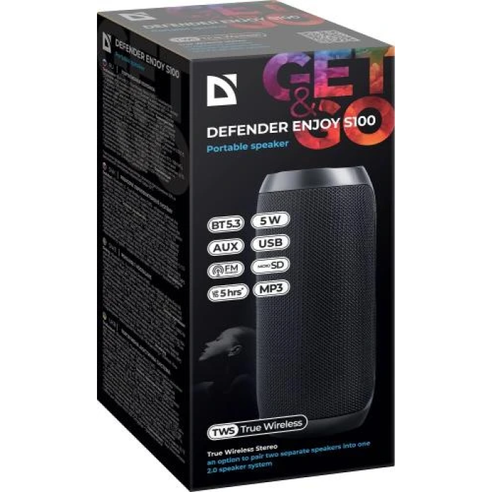 Портативна Bluetooth-колонка Defender Enjoy S100 чорного кольору