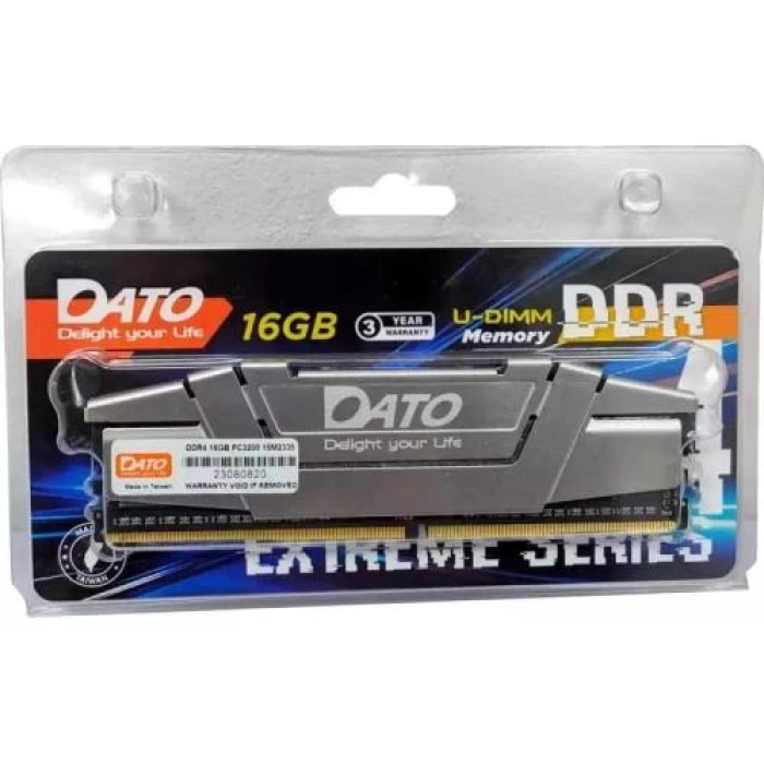 Пам'ять 16Gb DDR4, 3200 MHz, DATO Extreme, Grey, 22-22-2, 1.2V, з радіатором (EXB16G4DLDND32)