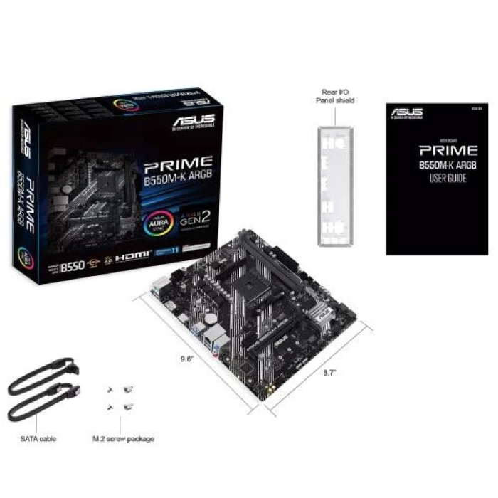Материнська плата Asus PRIME B550M-K ARGB для ПК, MicroATX