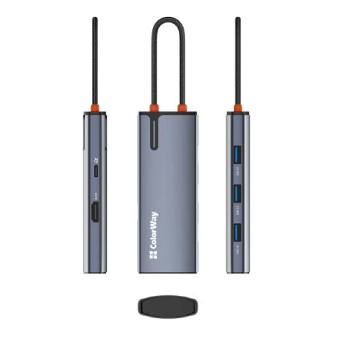 USB-хаб-док-станція ColorWay CW-HUB01 5-в-1, сірий