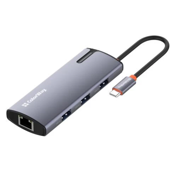 USB-хаб-док-станція ColorWay CW-HUB03 на 6 портів, сірий