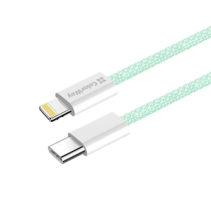 Кабель USB Type-C — Lightning ColorWay 1 м, зелений, 27 Вт