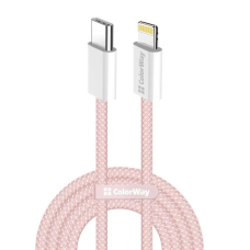 Кабель USB Type-C — Lightning (зарядний кабель) ColorWay CW-CBPDCL061-P 1 м, рожевий