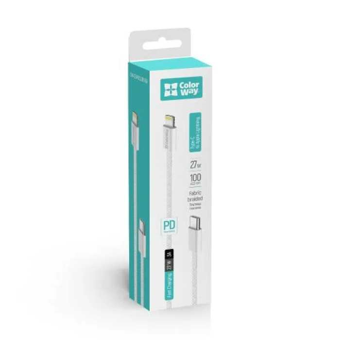 Кабель USB Type-C — Lightning ColorWay 1 м, сірий