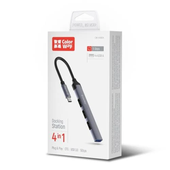 USB-хаб ColorWay CW-HUB04 із портами USB 3.0 та USB 2.0