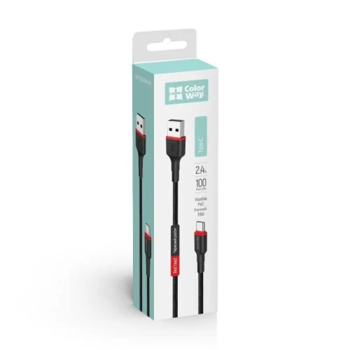 USB-кабель ColorWay AM–Type-C, 1 м, 2,4 А