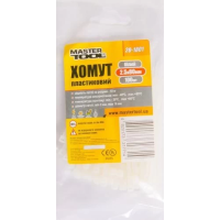 Стяжки для кабелю (кабельні хомути) MasterTool 80 мм × 2,5 мм, 100 шт, білі
