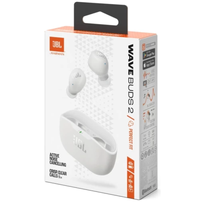 JBL Wave Buds 2 White — TWS-навушники до 40 годин