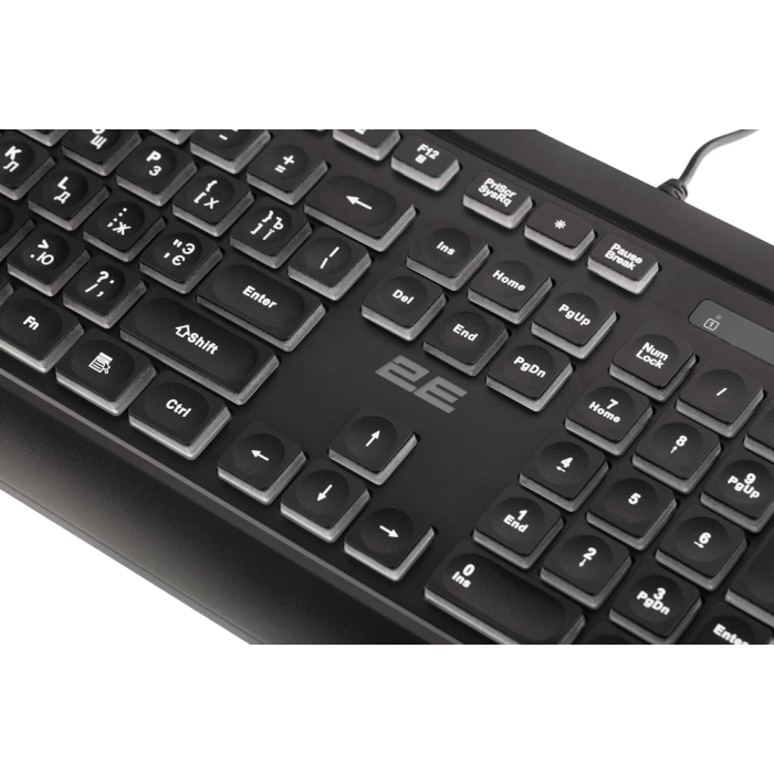 Клавіатура 2E KS120 з білим підсвічуванням і USB-підключенням