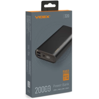 Повербанк (зовнішній акумулятор) Videx VPB-320 20000 мА·год, чорний