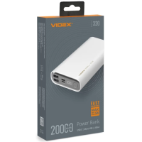 Повербанк (універсальна мобільна батарея) Videx VPB-320 20000 мА·год, білий
