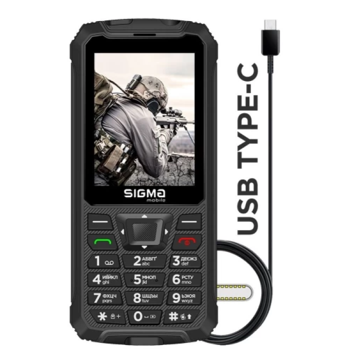 Кнопковий телефон Sigma mobile X-treme PR68 Type-C, чорний