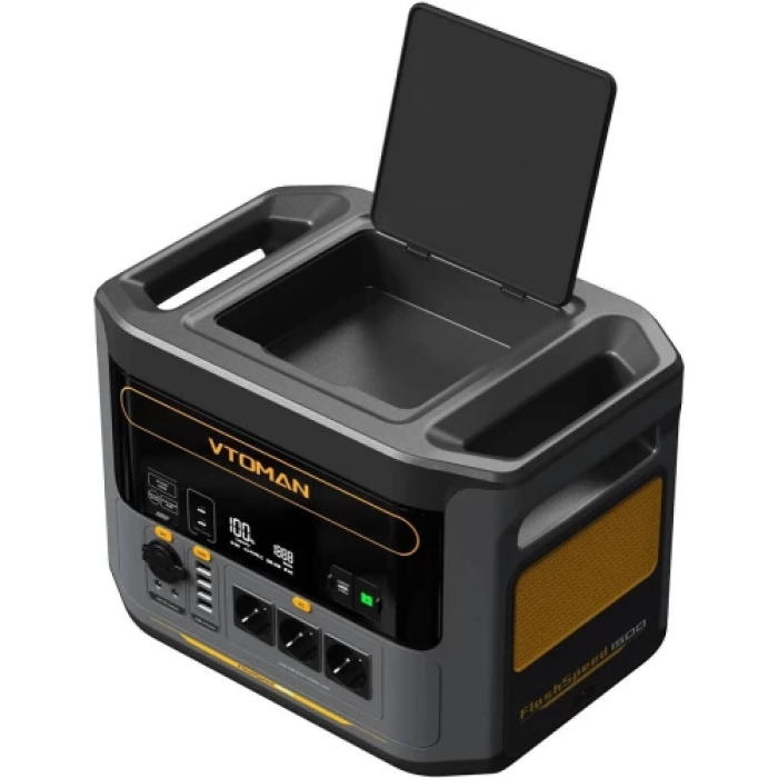 Зарядна станція Vtoman FlashSpeed 1500, Black/Grey, 1500 Вт / 1548 Вт/год, 2xType-C (100 Вт), 4xUSB (18 Вт + 3x12 Вт), 2xDC, 3x220V, LiFePO4