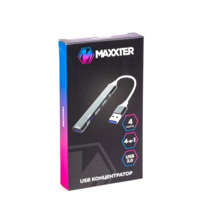 USB-хаб Maxxter HU3A-4P-03 із портами Type-C та USB 3.0