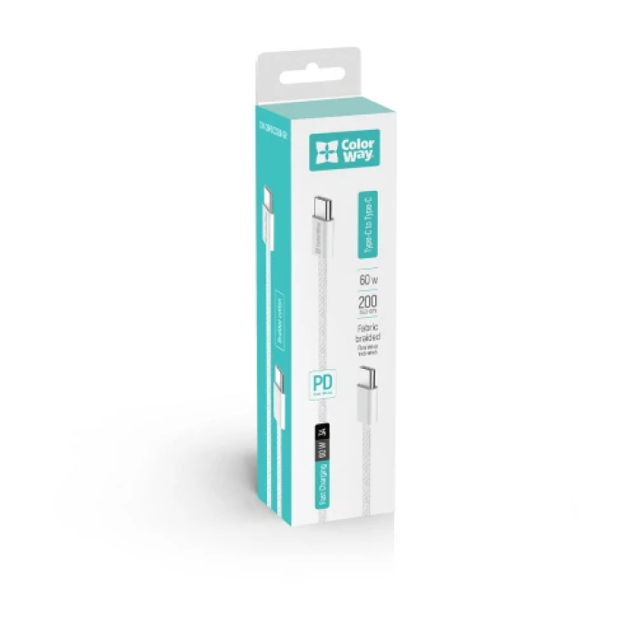 Кабель USB Type-C — USB Type-C ColorWay, 2 м, сірий