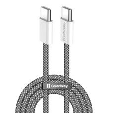 Кабель USB Type-C — Type-C (кабель USB-C) ColorWay Braided Cotton 2 м, 60 Вт, чорний