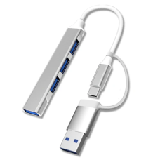 Хаб USB (USB-концентратор) Dynamode DM-UH-311AC сріблястий, 1×USB 3.0 + 3×USB 2.0