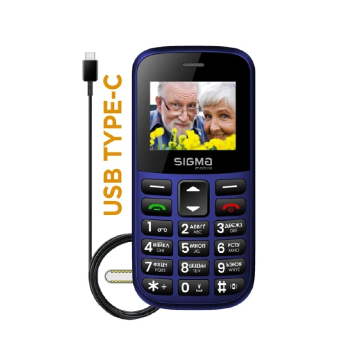 Кнопковий телефон Sigma Comfort 50 CF115 EASY Blue з акумулятором 1000 мА·год