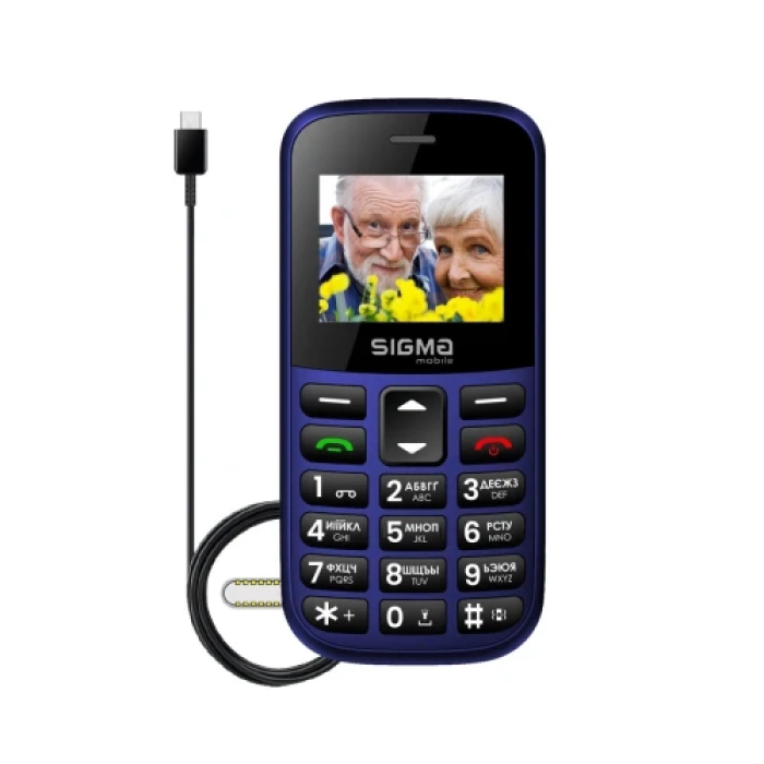 Кнопковий телефон Sigma Comfort 50 CF115 EASY Blue з акумулятором 1000 мА·год