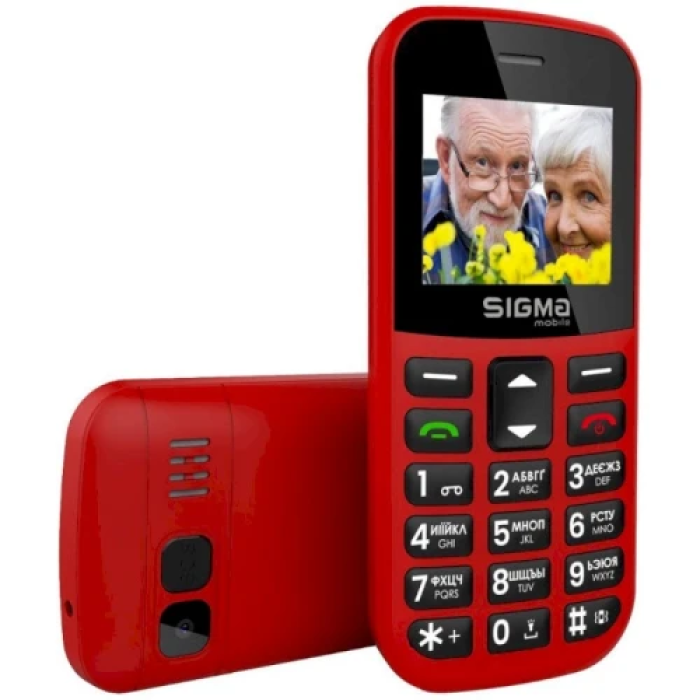 Кнопковий телефон Sigma mobile CF115 EASY у червоному кольорі