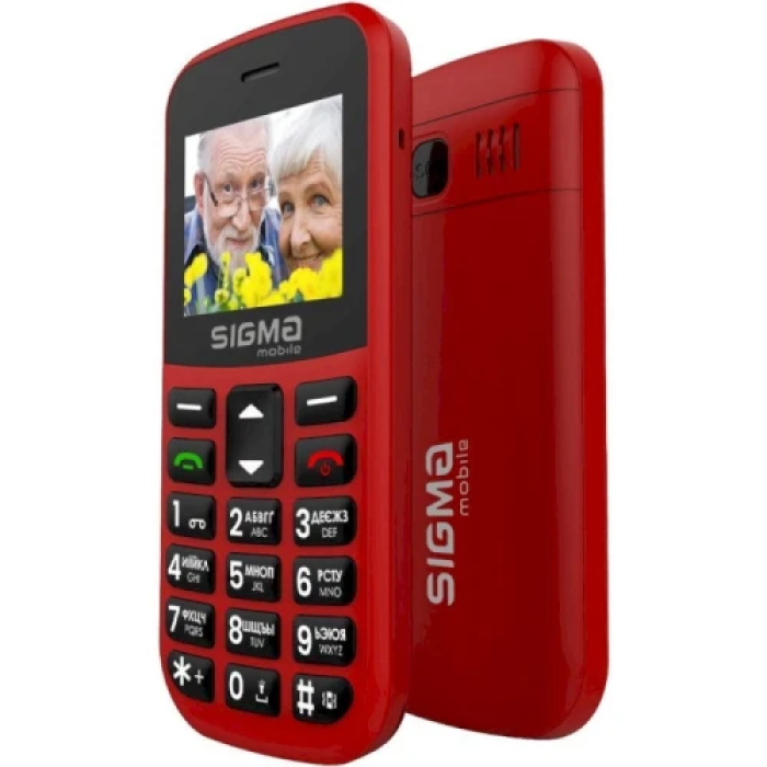 Кнопковий телефон Sigma mobile CF115 EASY у червоному кольорі