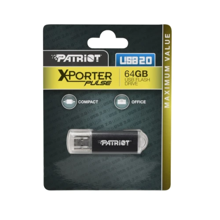 USB-флешка Patriot Xporter Pulse на 64 ГБ, чорна