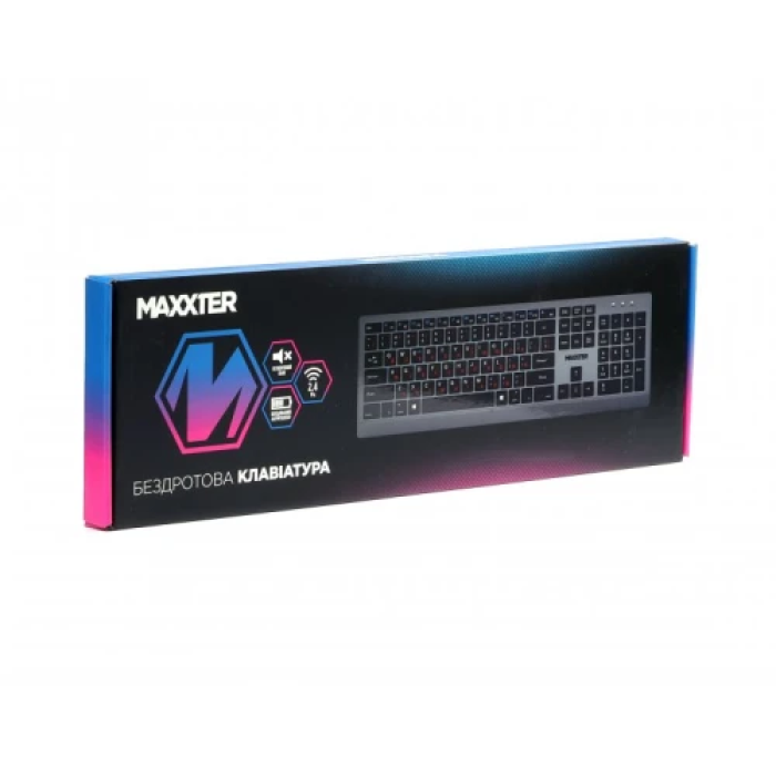 Бездротова повнорозмірна клавіатура Maxxter KBW-01G-UA