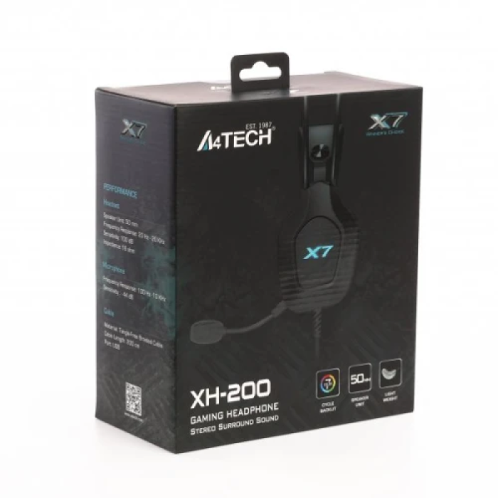 Ігрова USB-гарнітура A4Tech X7 XH-200 Black із мікрофоном