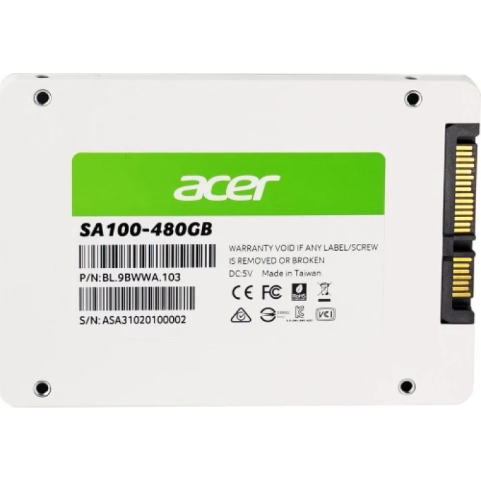 SSD Acer SA100 на 480 ГБ — SATA3, форм-фактор 2,5"