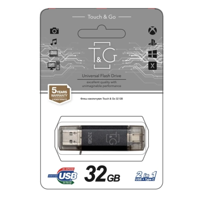Флешка T&G Star TG009TC на 32 ГБ з Type-C та USB 2.0