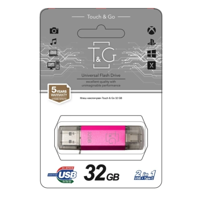 Флеш-накопичувач T&G Star TG009TC 32 ГБ фіолетовий Type-C / USB 2.0