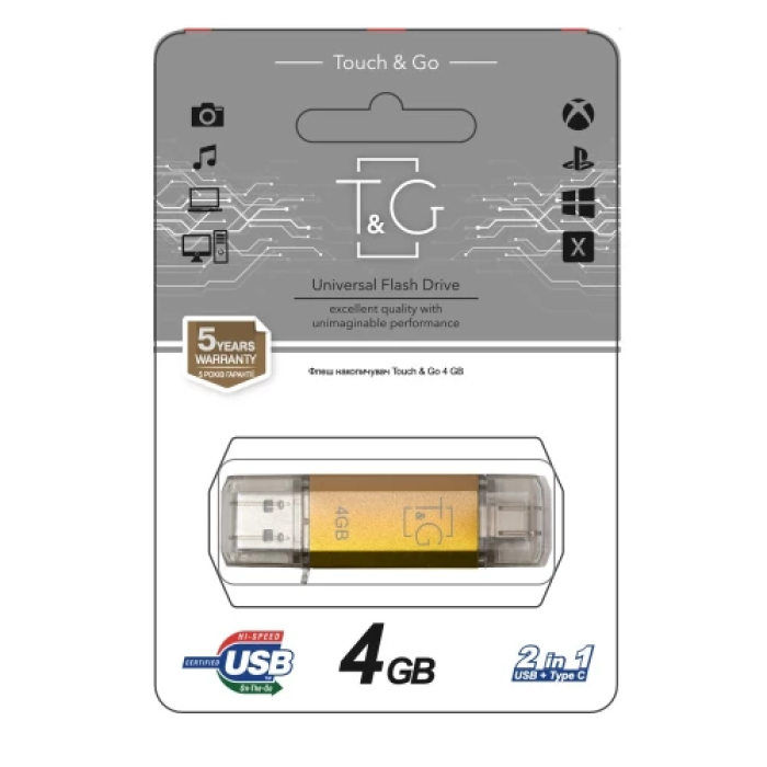 USB-флешка T&G TG009TC на 4 ГБ із Type-C та USB 2.0