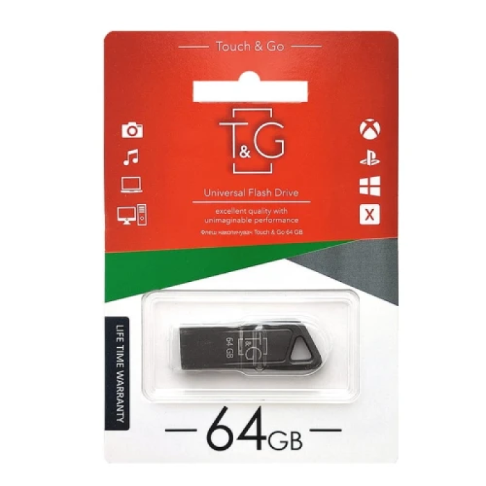 USB-флешка T&G Metal TG114 на 64 ГБ, USB 3.0, сіра