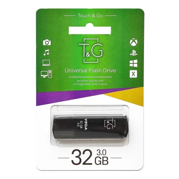 Флешка T&G Vega TG121 на 32 ГБ з USB 3.0, чорна
