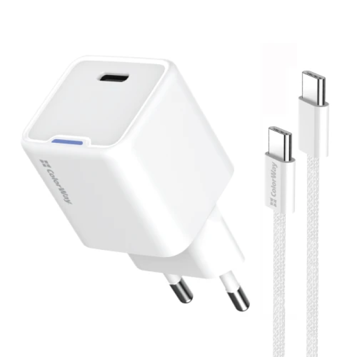 Мережевий зарядний адаптер ColorWay GaN 35 Вт із USB-C
