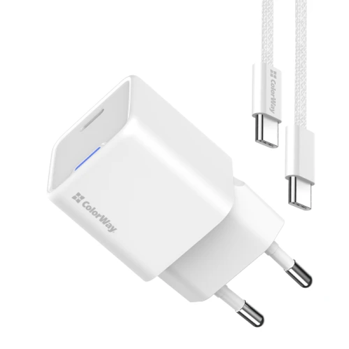 Мережевий зарядний адаптер ColorWay GaN 35 Вт із USB-C