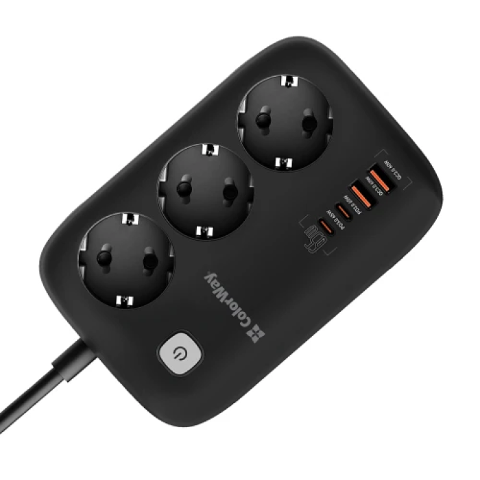 Мережевий фільтр ColorWay GaN3 Pro з USB-C PD 65 Вт