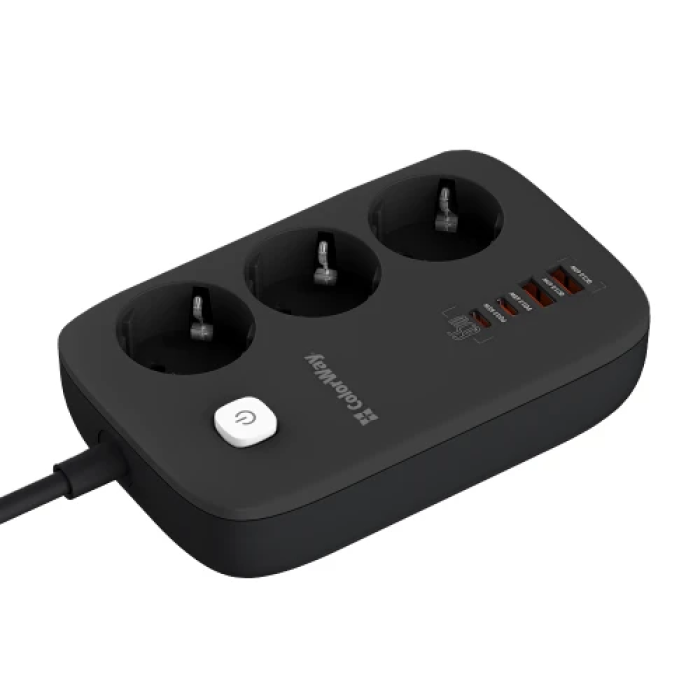 Мережевий фільтр ColorWay GaN3 Pro з USB-C PD 65 Вт