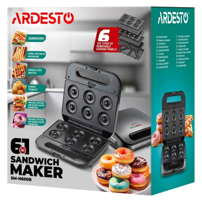 Мультимейкер Ardesto SM-H600B для сендвічів, вафель і гриля